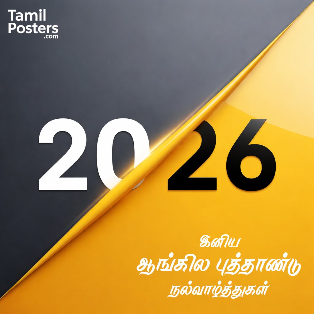 Iniya Aangila Puthandu wishes 2026 Tamil typography design