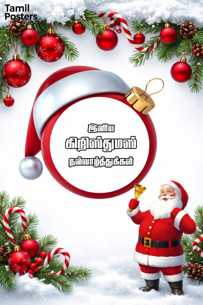 Merry Christmas wishes in Tamil with festive HD background
