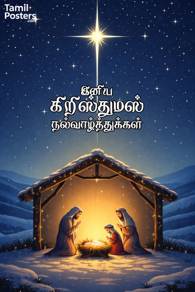 Tamil Christmas greetings image with elegant festive theme