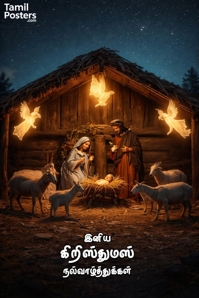 Christmas wishes in Tamil language with HD holiday background