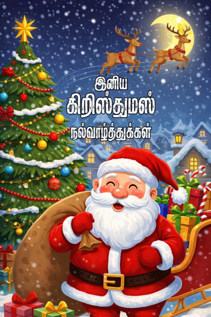 Christmas wishes in Tamil language with HD holiday background