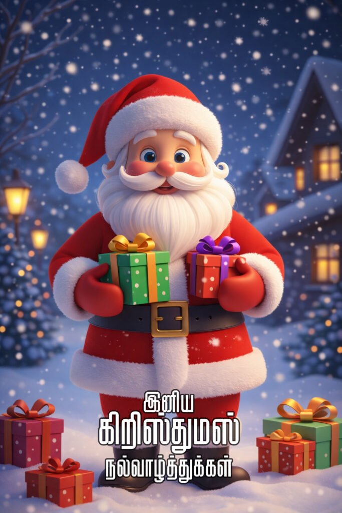 Tamil Christmas wishes image with traditional holiday design