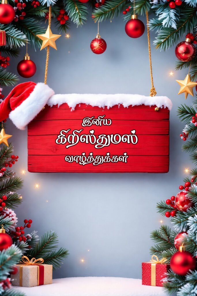 Tamil Christmas greetings image with elegant festive theme