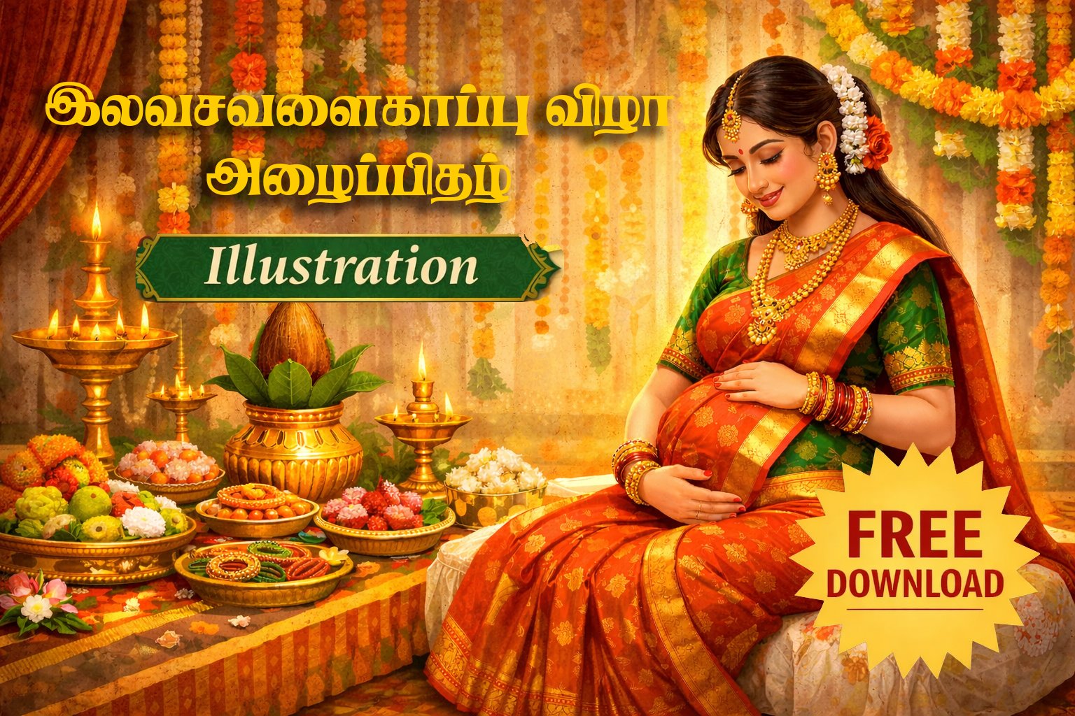 Free Traditional South Indian Baby Shower / Valakappu Template