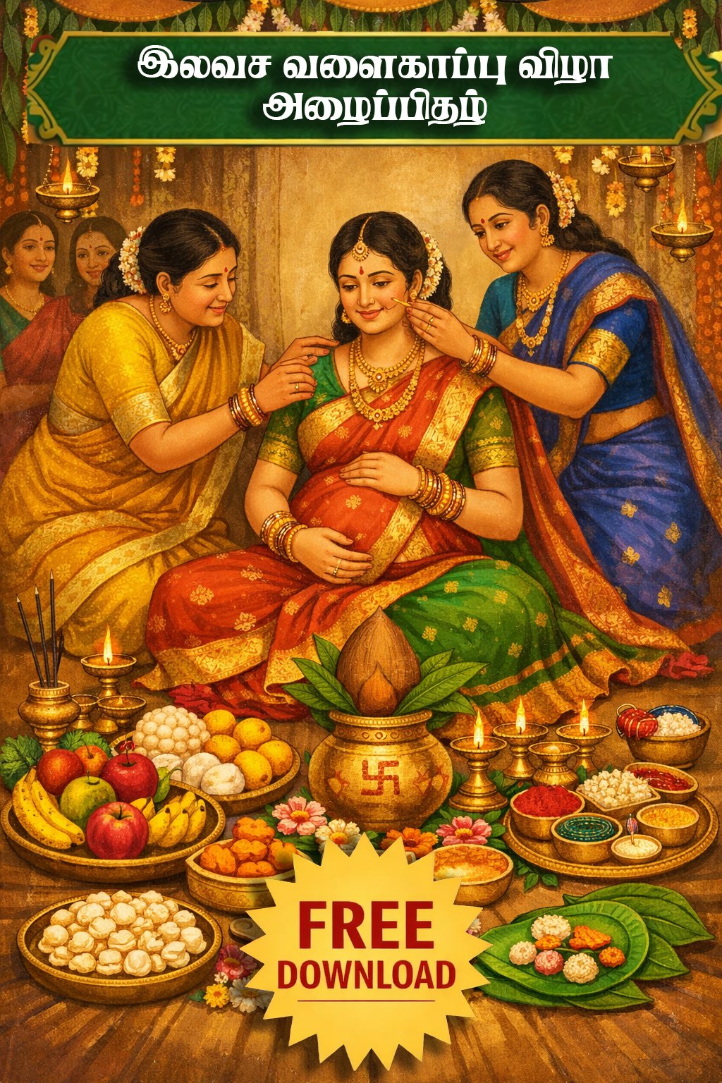 Free Traditional Valakappu Ceremony Illustration Template
